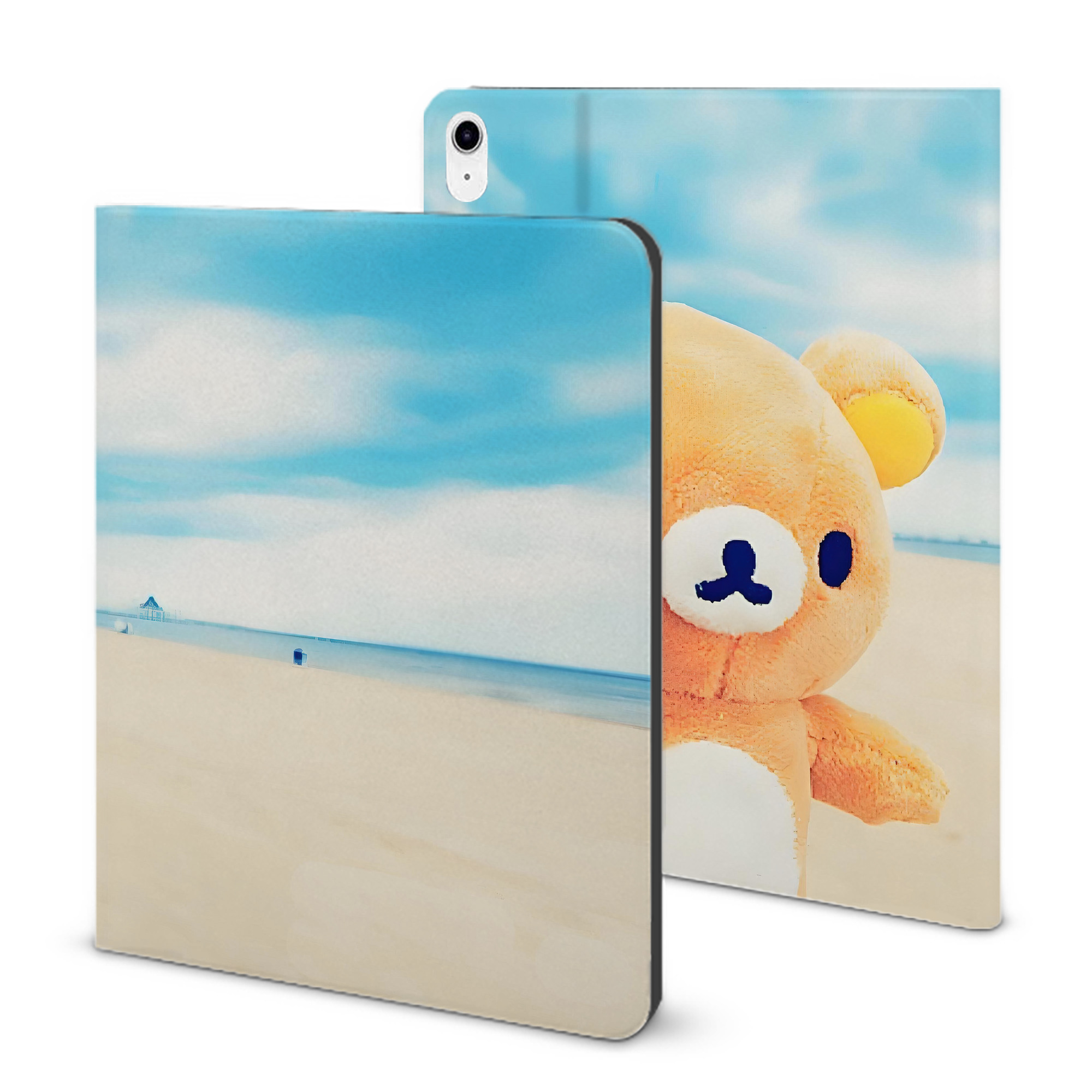 （画像用） リラックマ リラックマ キイロイトリ Rilakkuma Korilakkuma Kiiroitori IPad ケース ブック型 PUレザー TPU 耐衝撃 軽量 薄型 ペン収納なし 全面保護 IPad 各モデル対応